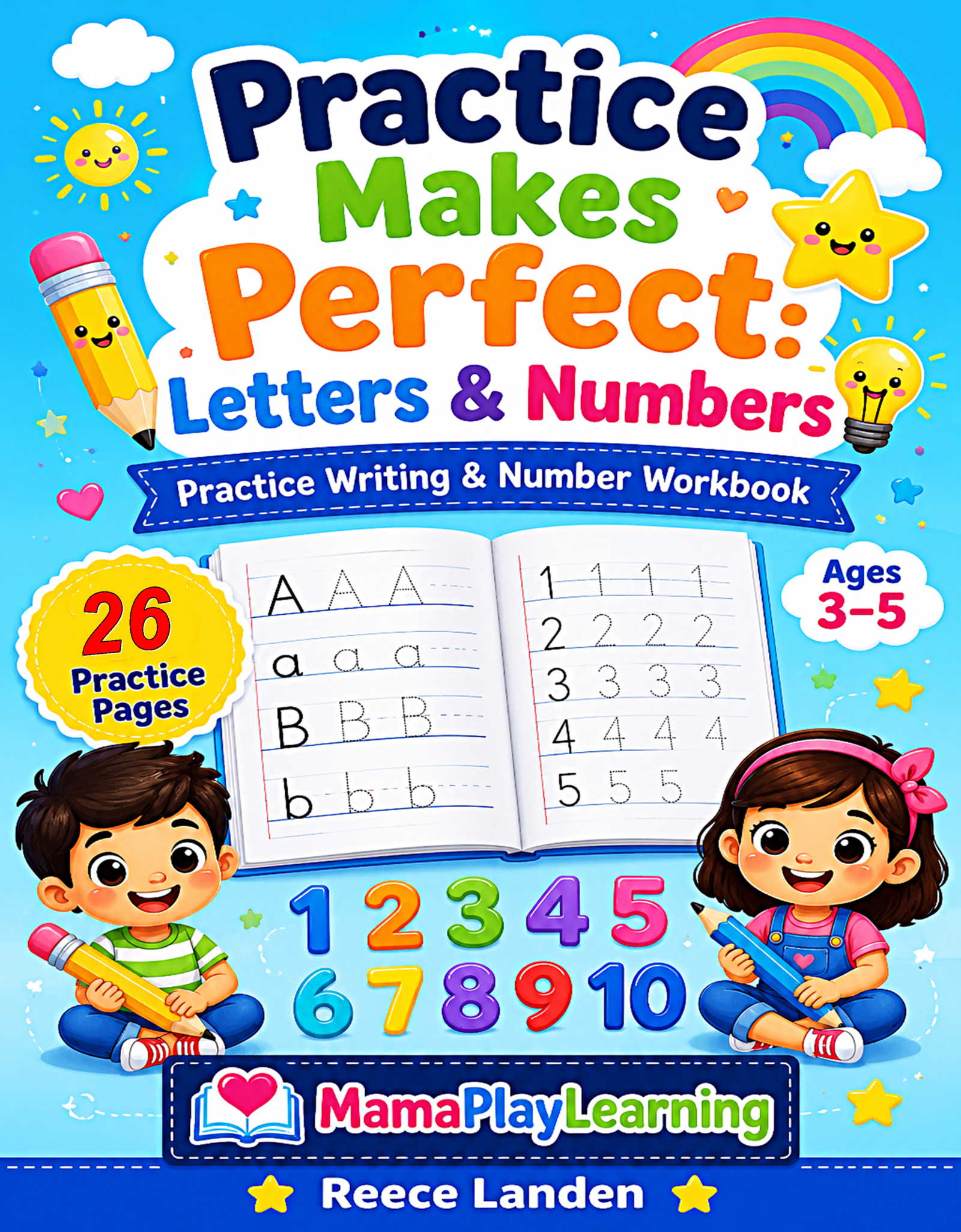 Practice Makes Perfect Letters and Numbers workbook cover