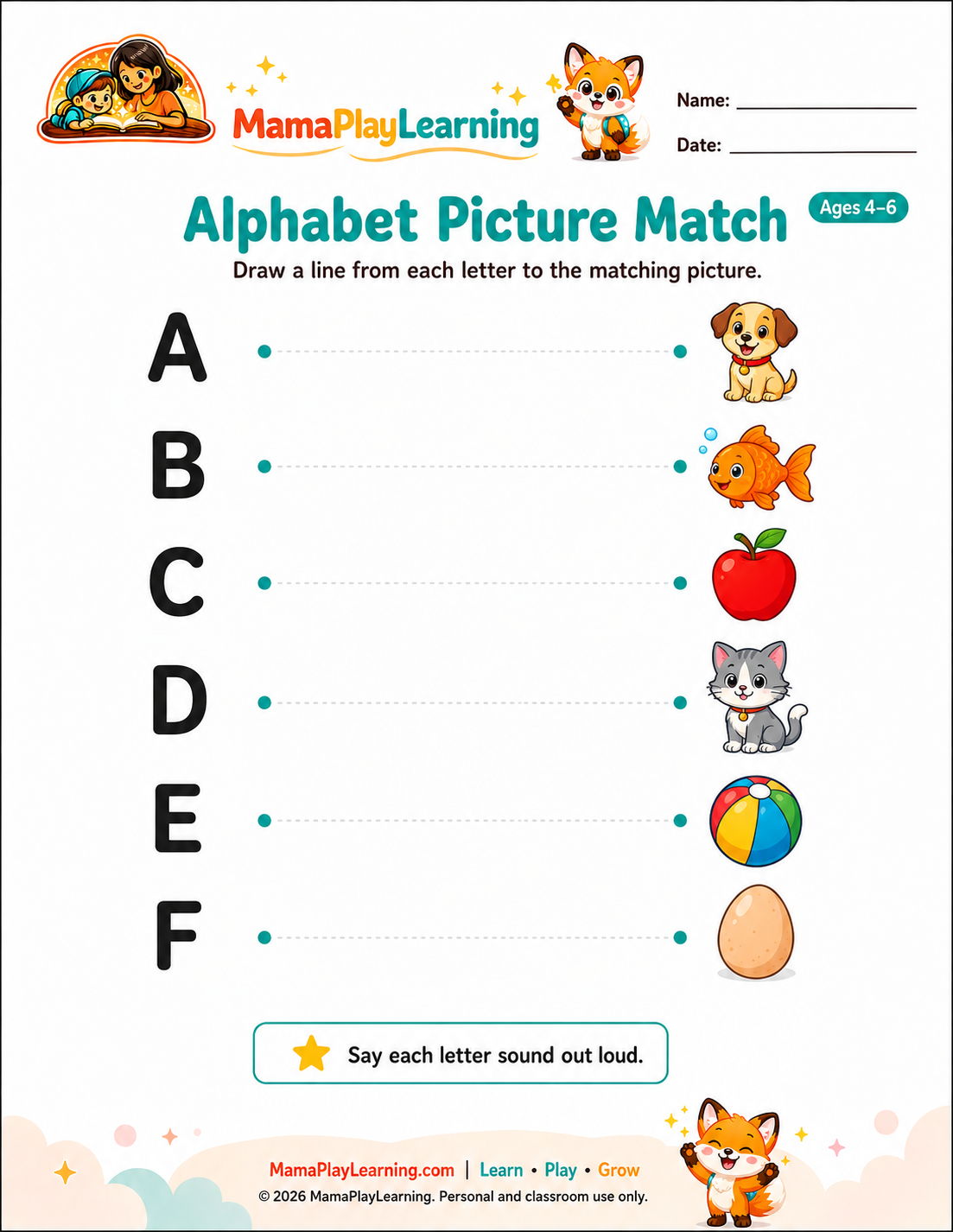 Alphabet matching worksheet preview