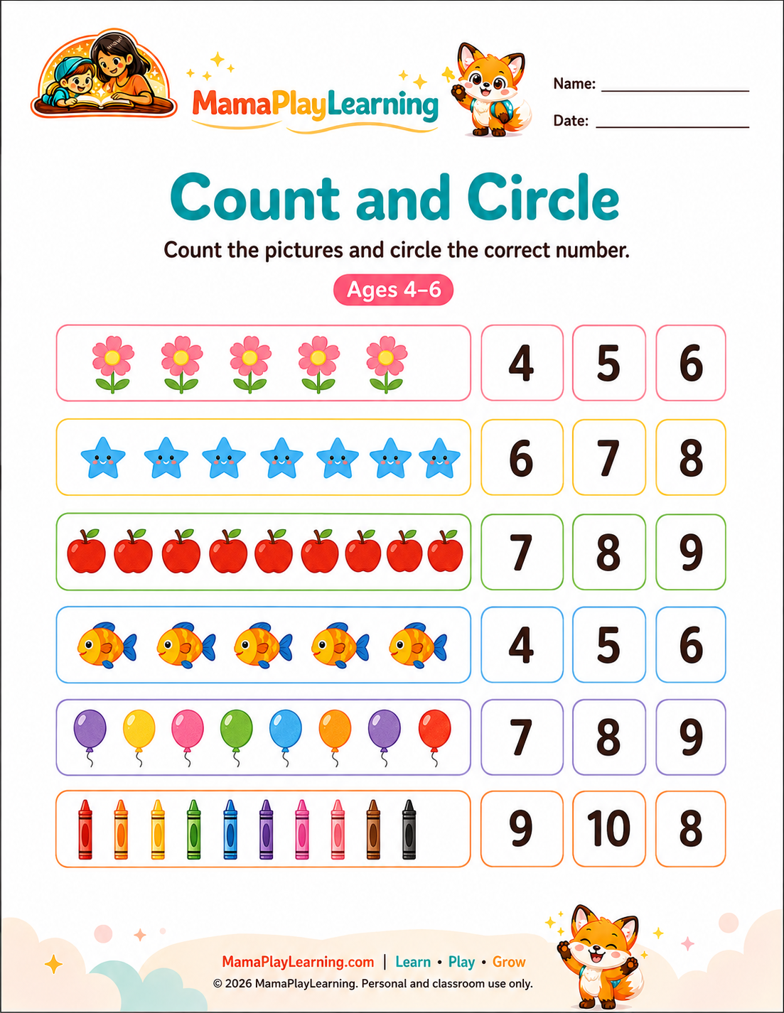 Count and circle worksheet preview